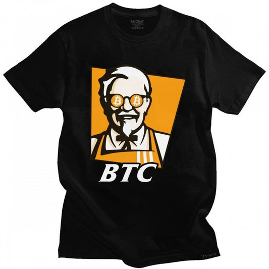 Funny Bitcoin Tshirt for Men Short Sleeve BTC Original Recipe Cryptocurrency Top Crypto Blockchain Geek Tee Shirt Cotton T-shirt