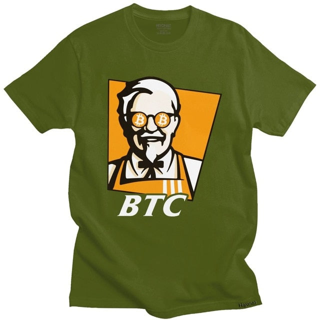 Funny Bitcoin Tshirt for Men Short Sleeve BTC Original Recipe Cryptocurrency Top Crypto Blockchain Geek Tee Shirt Cotton T-shirt