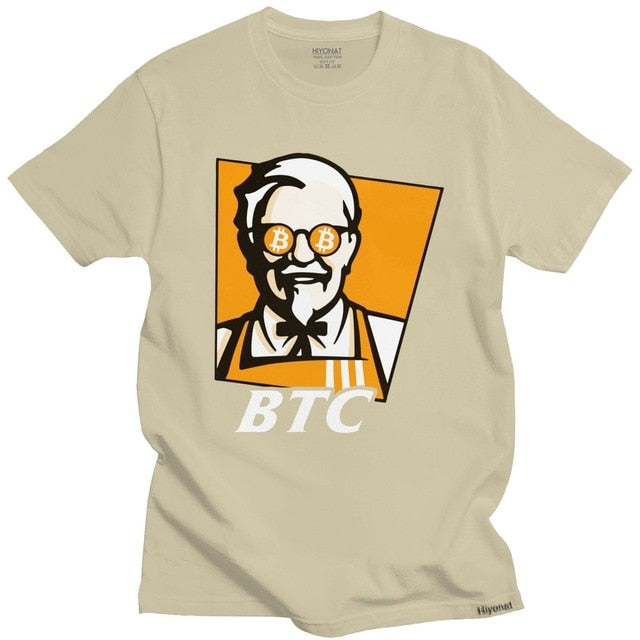 Funny Bitcoin Tshirt for Men Short Sleeve BTC Original Recipe Cryptocurrency Top Crypto Blockchain Geek Tee Shirt Cotton T-shirt