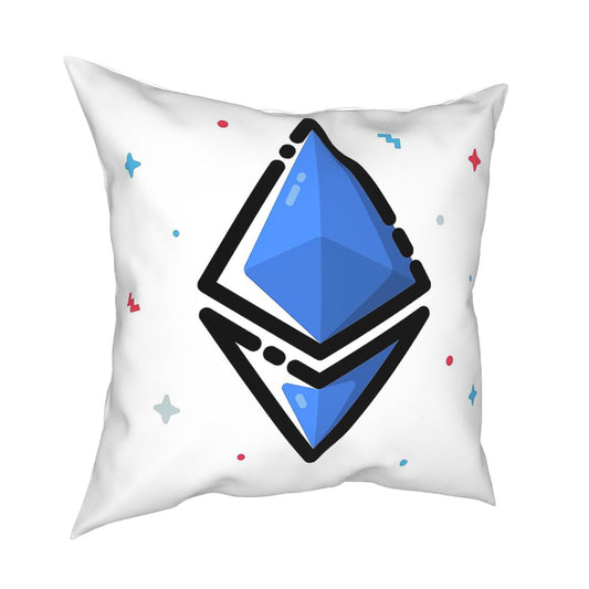 Cute Ethereum Throw Pillow Cover Polyester Cushions for Sofa Bitcoin Crypto Cryptocurrency Btc Blockchain Custom Cushion Covers